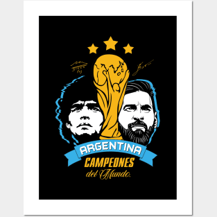 Messi Maradona world cup winners Argentina Posters and Art